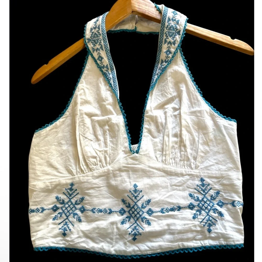 Free People Hello Lover Embroidered Halter Top NWT